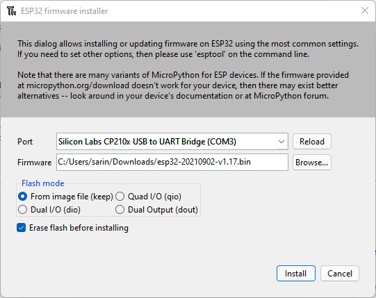 Instalador de Firmware ESP Thonny IDE