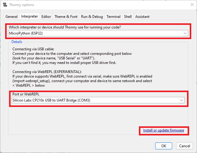 Gravar Firmware MicroPython Thonny IDE